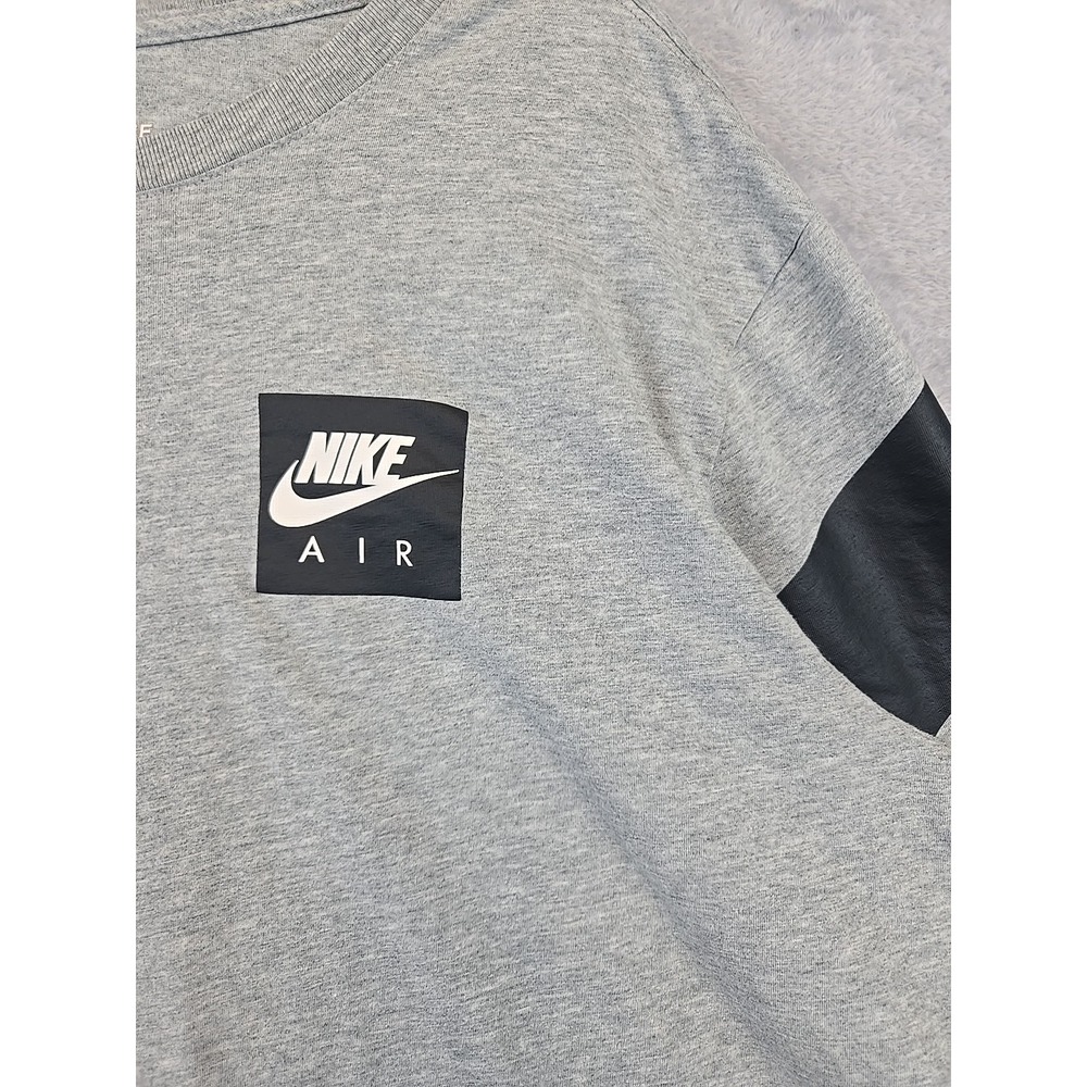 Nike Shirt Nike Air Logo Striped Long Sleeve Athletic Cotton Tee Mens XXL Gray‎ - Picture 5 of 11